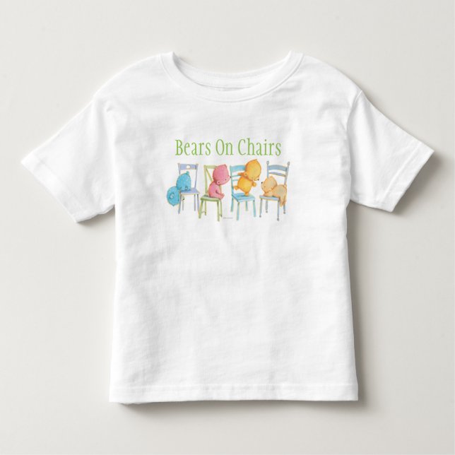 Blue, Pink, Yellow, and Brown Bears Play Toddler T-Shirt (Front)