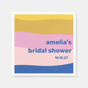 Blue Pink Yellow Cute Playful Custom Bridal Shower Napkin