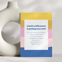 Blue Pink Yellow Cute Playful Retro Bridal Shower