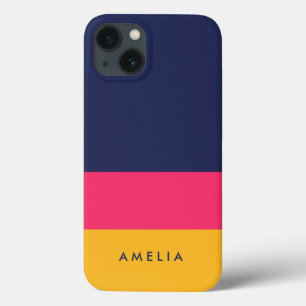 Blue Pink Yellow Vibrant Colour Block Modern iPhone 13 Case