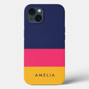 Blue Pink Yellow Vibrant Colour Block Modern iPhone 13 Case