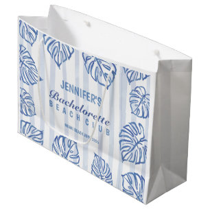 Blue pinstrip BACHELORETTE Whimsical Beach Large Gift Bag