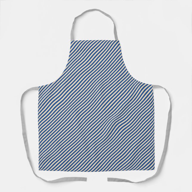 Blue Pinstripe Grey Straps Chef  Apron (Front)