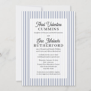 Blue Pinstripe Rustic Groom's Parents Remarried Invitation