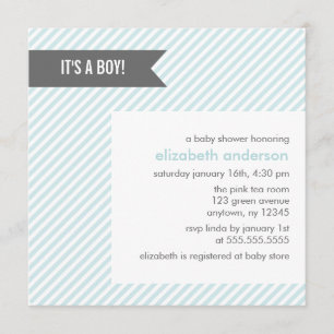 Blue Pinstripes Baby Shower Invitations