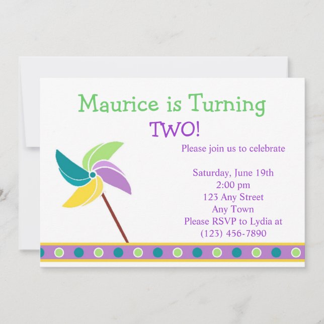 Blue Pinwheel Invitation (Front)