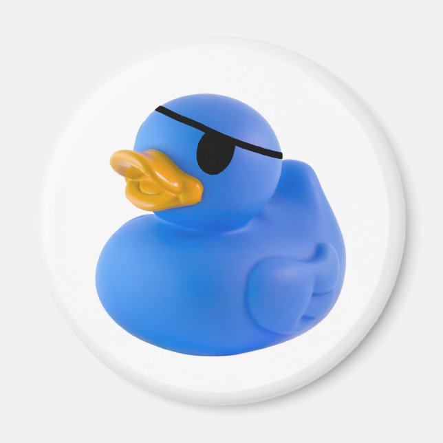 Blue pirate rubber duck magnet (Front)