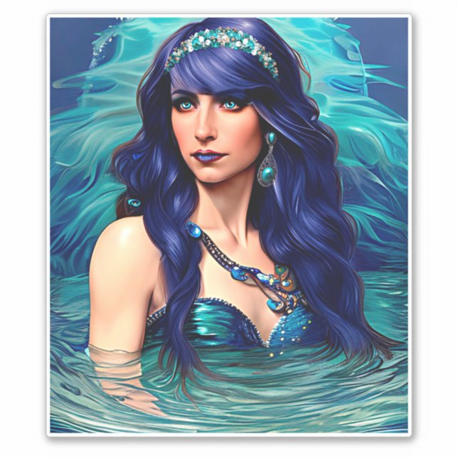 blue Pisces Mermaid Queen Original Fantasy art   (Front)