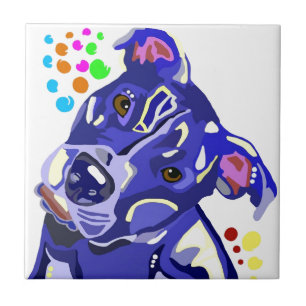 Blue Pit Bull Terrier Tiles