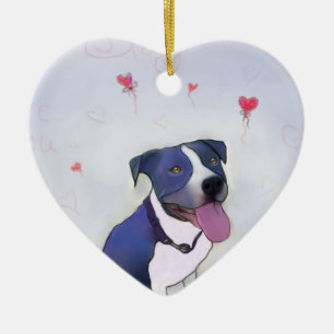 Blue Pit Good Dog Ceramic Tree Decoration