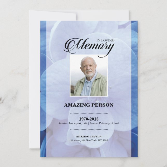 Blue pital Funeral Prayer Card Template (Front)