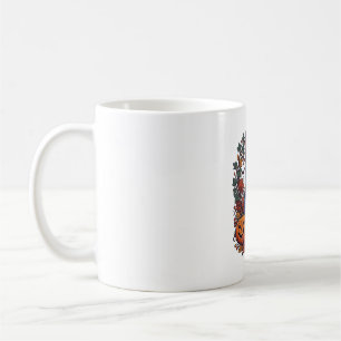 Blue Pitbull Halloween Pumpkins Autumn Leaves Bats Coffee Mug