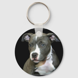 Blue Pitbull Puppy Keychain