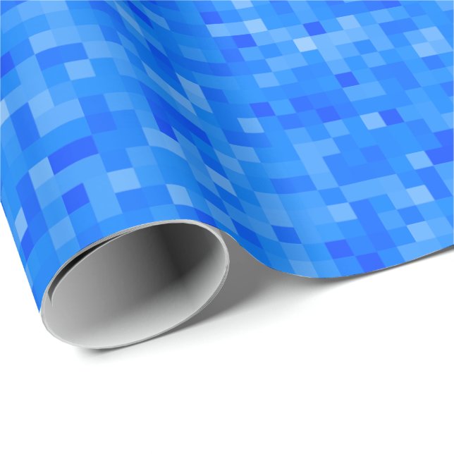 Blue Pixel Mosaic Wrapping Paper (Roll Corner)