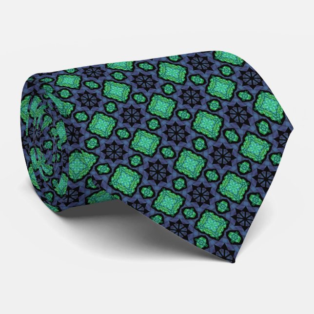 Blue Plaid  and Green Neck Tie (Rolled)