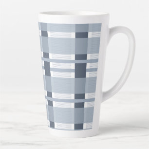 Blue Plaid and Stripes  Latte Mug