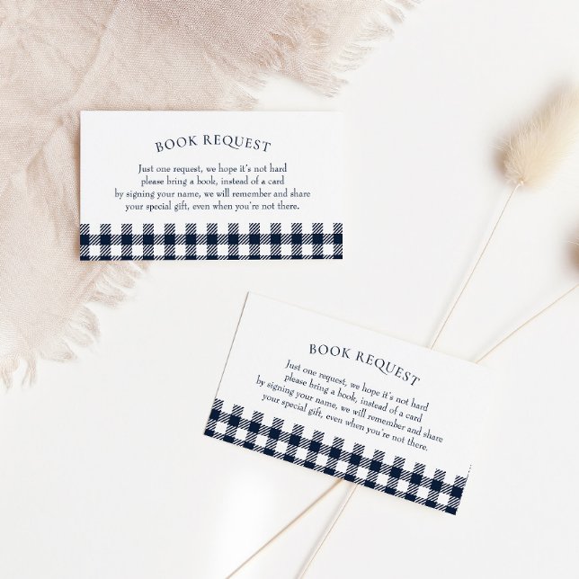 Blue Plaid Baby Shower Book Request Card (Creator Uploaded)