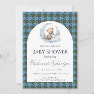 Blue plaid baby shower Invitation
