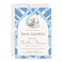 Blue Plaid Boy Baby shower bear