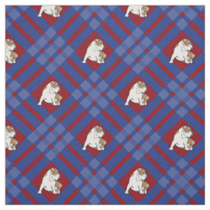 Blue Plaid Bulldog Fabric