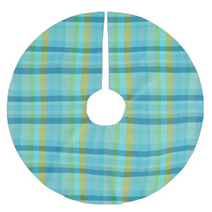 Blue Plaid by Shirley Taylor Brushed Polyester Tree Skirt