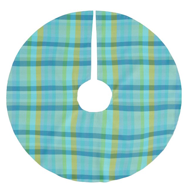 Blue Plaid by Shirley Taylor Brushed Polyester Tree Skirt (Front)