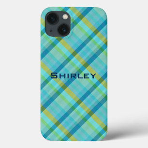 Blue Plaid by Shirley Taylor iPhone 13 Case
