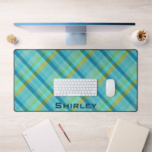 Blue Plaid by Shirley Taylor Desk Mat
