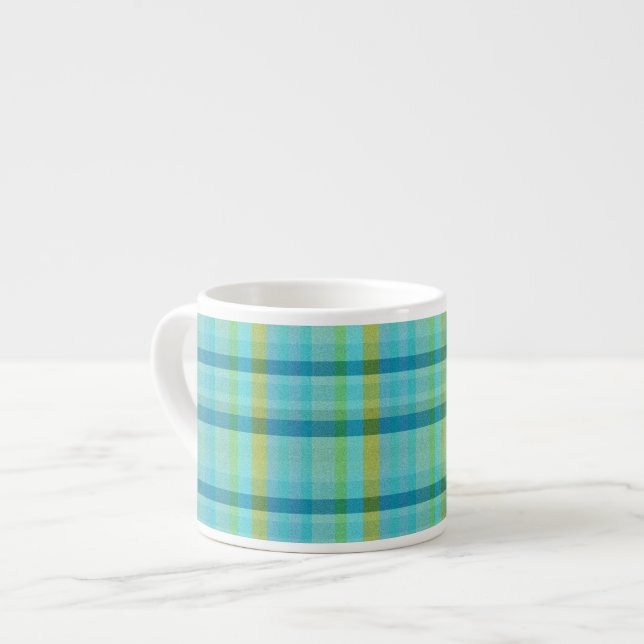Blue Plaid by Shirley Taylor Espresso Cup (Front Left)