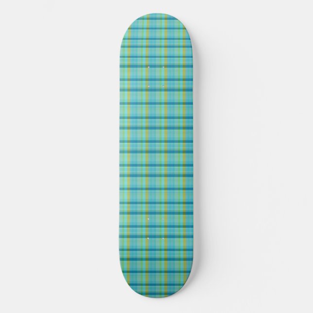 Blue Plaid by Shirley Taylor Skateboard (Front)