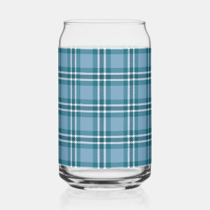 Blue Plaid  Can Glass