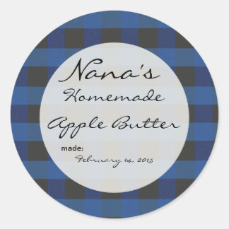 Blue Plaid Canning lid cover for 2.5 inch lid Classic Round Sticker