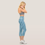 Blue Plaid Capri Leggings<br><div class="desc">Cute light and dark blue exercise leggings.  So cute to wear with your matching yoga mat,  water bottle and other products.</div>