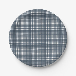 Blue Plaid Coordinated Paper Plates