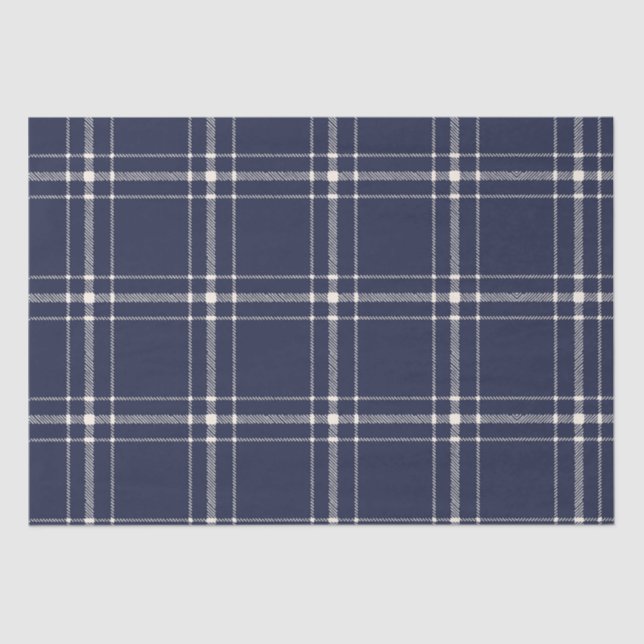 Blue Plaid Farmhouse Country Christmas Gift Tissue Paper (Front)