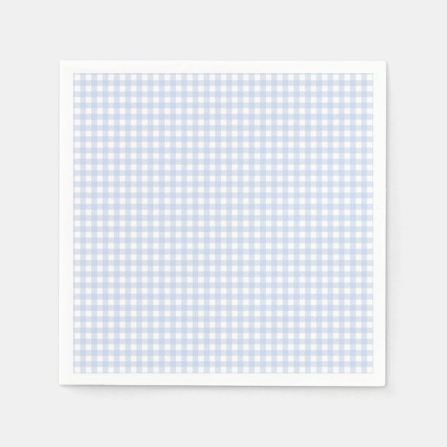 Blue Plaid Gingham Baby Shower Napkin (Front)