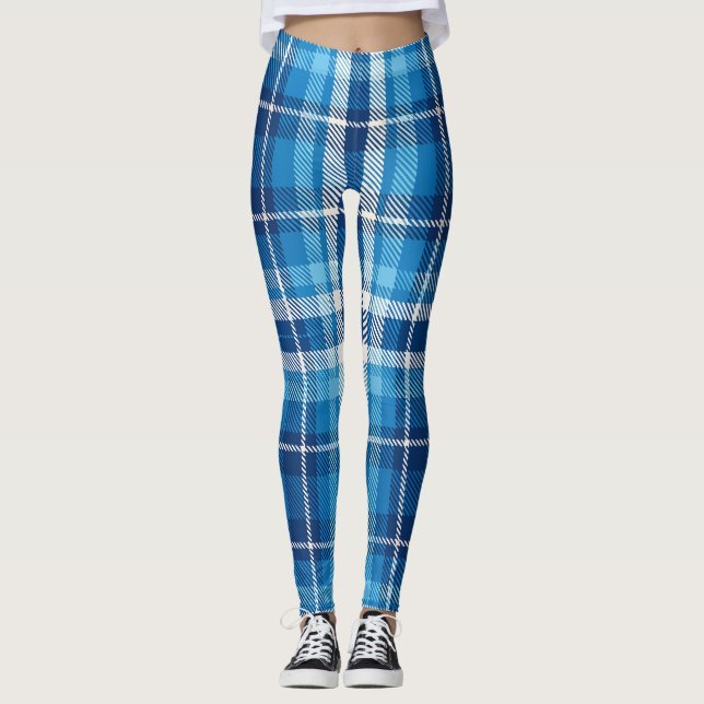 Blue Plaid Leggings  (Front)