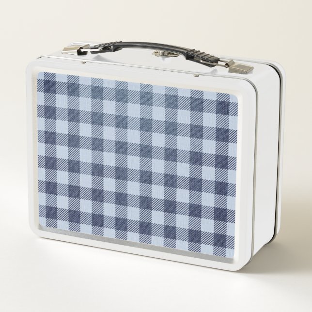 Blue Plaid Metal Lunch Box (Back)