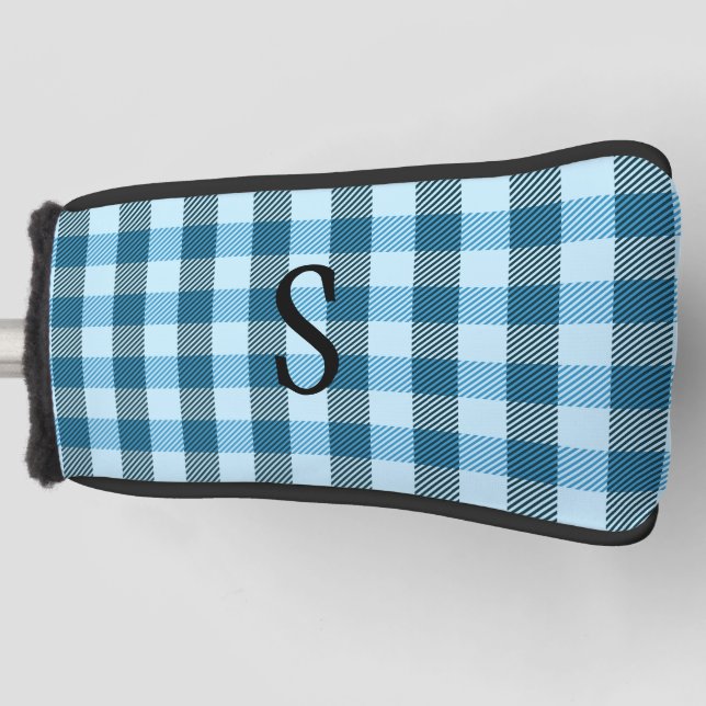 Blue Plaid Monogram Golf Head Cover (Front)
