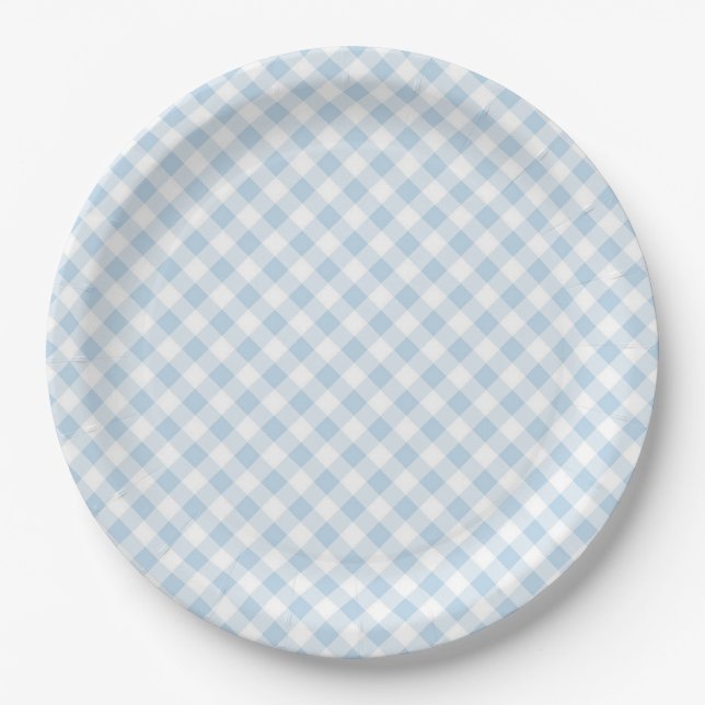 Blue Plaid Paper Plate (Front)