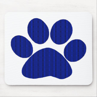 Blue Plaid Paw Print Mouse Pad