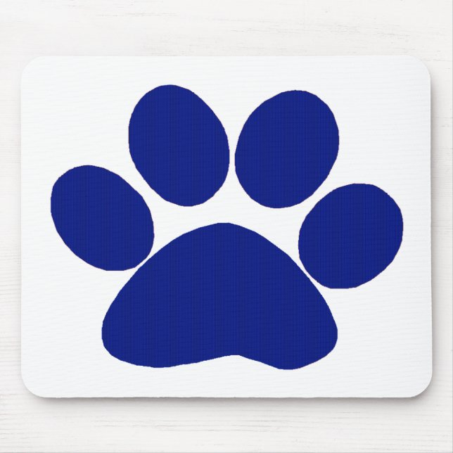 Blue Plaid Paw Print Mouse Pad (Front)
