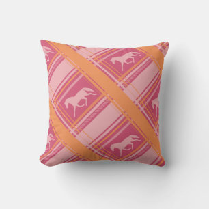 Blue Plaid Pony Pattern Cushion
