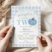 Blue Plaid Preppy Pumpkin Boy's 2nd Birthday