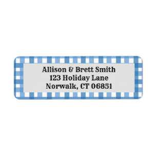 Blue Plaid Return Address Labels