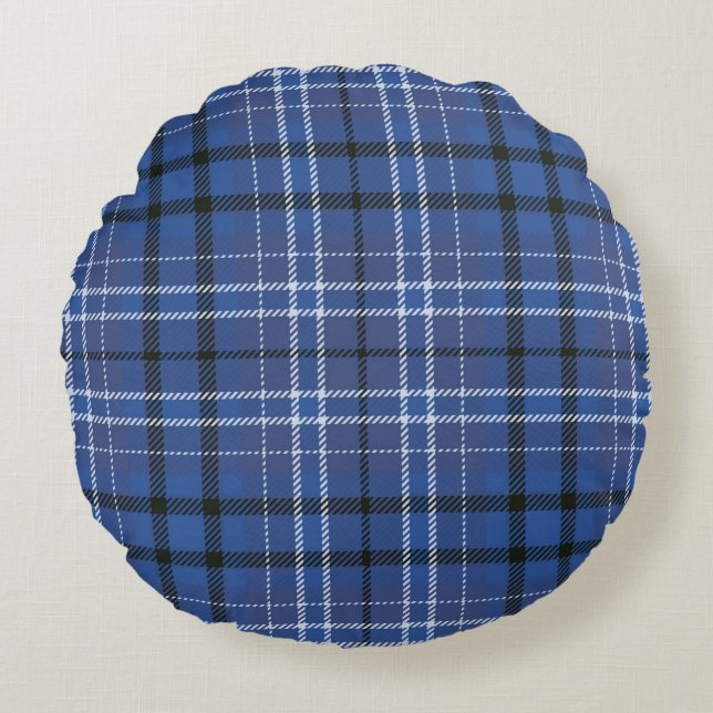 Blue Plaid Round Cushion (Front)
