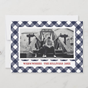 Blue Plaid Rustic CUSTOM Holiday Photo