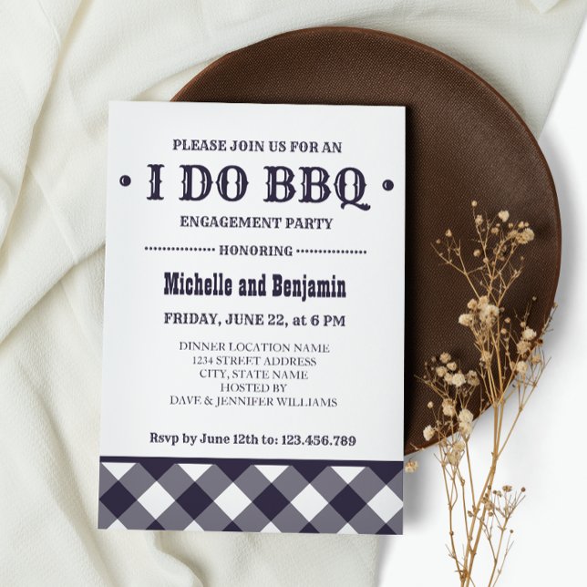 Blue Plaid | Rustic I DO BBQ Engagement Party Invitation (Creator Uploaded)