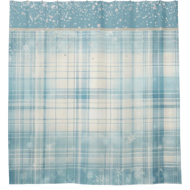 Blue Plaid Shower Curtain (Front)