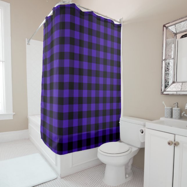 Blue Plaid Shower Curtain (In Situ)